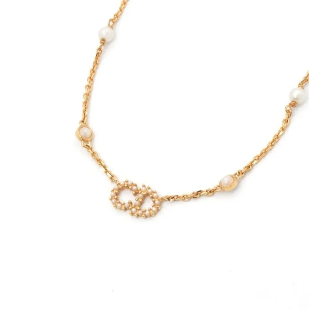 Christian Dior Clairdlune Necklace Pendant Choker Gold CD Logo - Picture 3 of 10